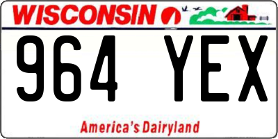 WI license plate 964YEX