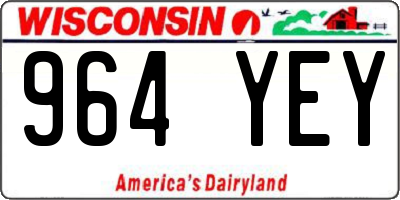 WI license plate 964YEY