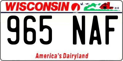 WI license plate 965NAF