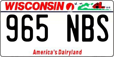 WI license plate 965NBS