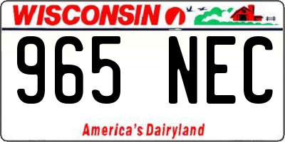 WI license plate 965NEC