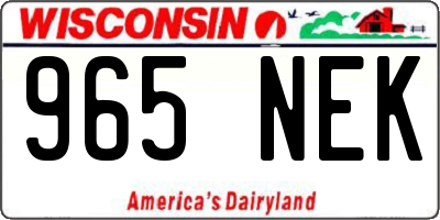 WI license plate 965NEK