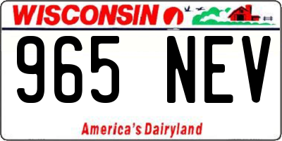 WI license plate 965NEV