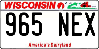 WI license plate 965NEX