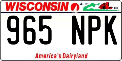 WI license plate 965NPK