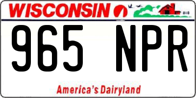 WI license plate 965NPR