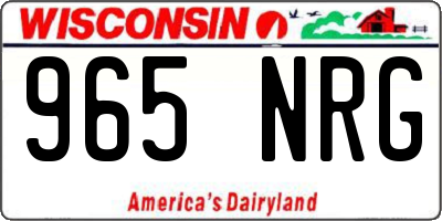 WI license plate 965NRG