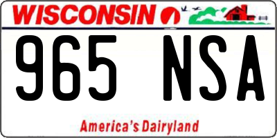 WI license plate 965NSA