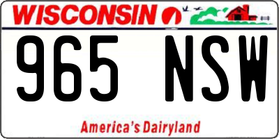 WI license plate 965NSW