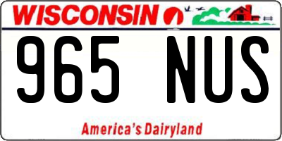 WI license plate 965NUS