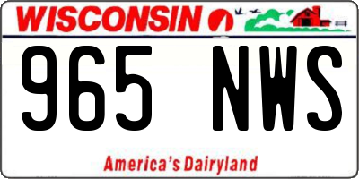 WI license plate 965NWS