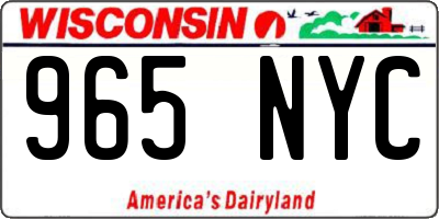 WI license plate 965NYC