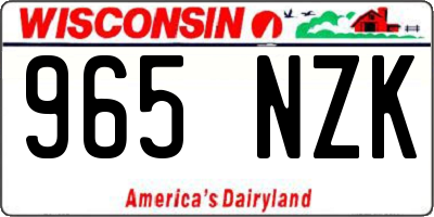 WI license plate 965NZK