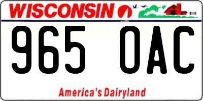 WI license plate 965OAC