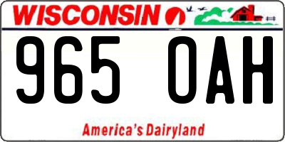 WI license plate 965OAH