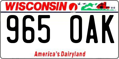 WI license plate 965OAK