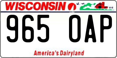 WI license plate 965OAP