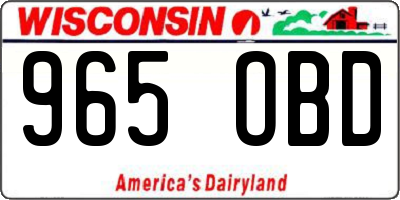 WI license plate 965OBD