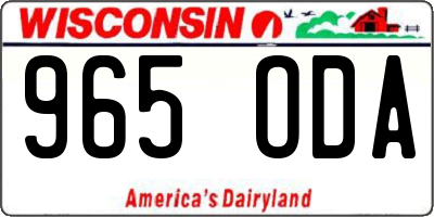 WI license plate 965ODA