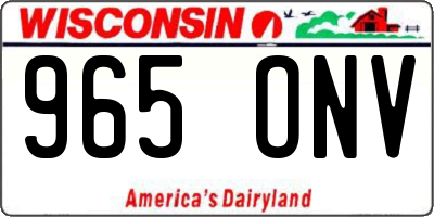 WI license plate 965ONV
