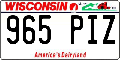 WI license plate 965PIZ