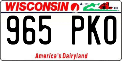 WI license plate 965PKO