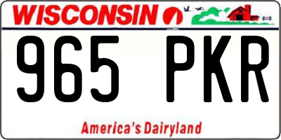 WI license plate 965PKR