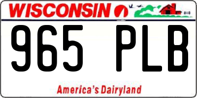 WI license plate 965PLB