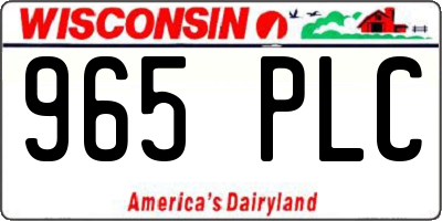 WI license plate 965PLC