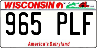 WI license plate 965PLF