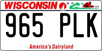 WI license plate 965PLK