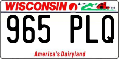 WI license plate 965PLQ