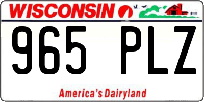 WI license plate 965PLZ
