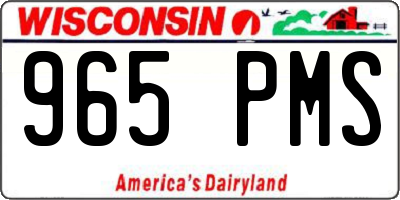 WI license plate 965PMS