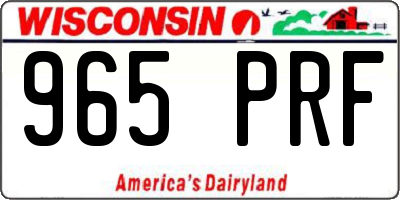 WI license plate 965PRF