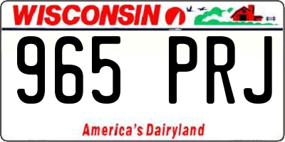 WI license plate 965PRJ