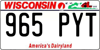 WI license plate 965PYT