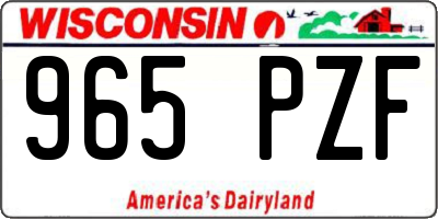 WI license plate 965PZF