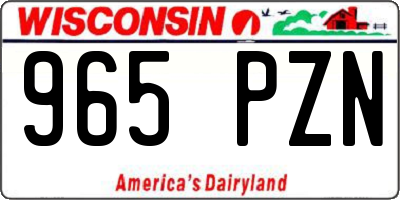 WI license plate 965PZN