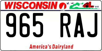 WI license plate 965RAJ