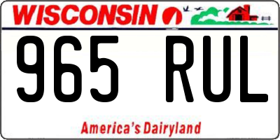 WI license plate 965RUL