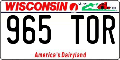 WI license plate 965TOR