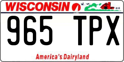 WI license plate 965TPX