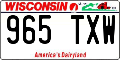 WI license plate 965TXW
