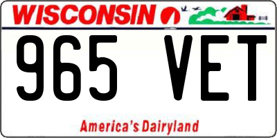 WI license plate 965VET