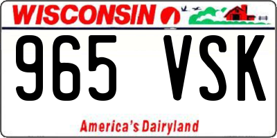 WI license plate 965VSK