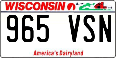 WI license plate 965VSN