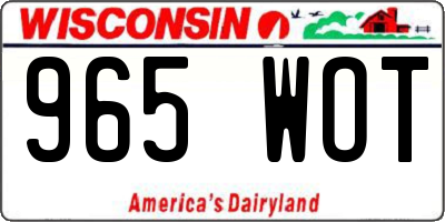 WI license plate 965WOT