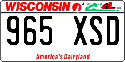 WI license plate 965XSD