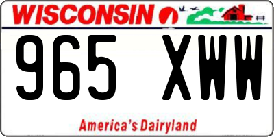 WI license plate 965XWW